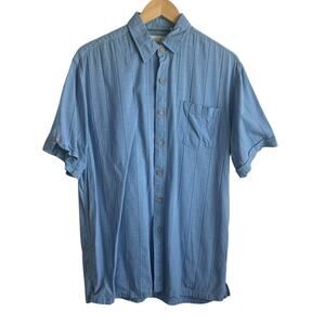 Green Bamboo Mens Shirt M Blue Bamboo Cotton‎ Button Up Preppy Office Travel